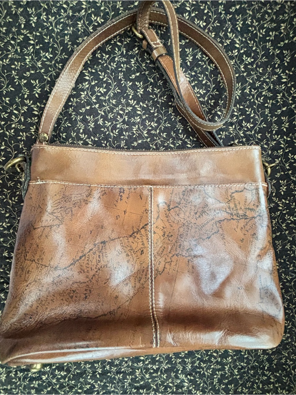 Patricia Nash Tuscania Leather Crossbody Bag - Signature Map Print - Picture 8 of 10